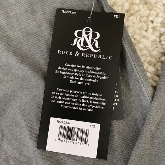 Rock & Republic T-Shirt Mens Size Large Gray Graphic Long Sleeve Tee NEW - Picture 6 of 8